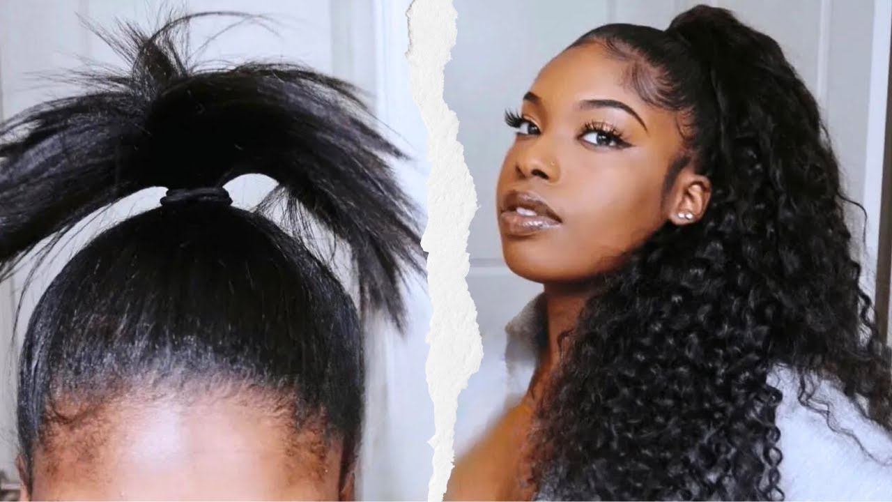 SLEEK Ponytail On NATURAL Hair With Weave