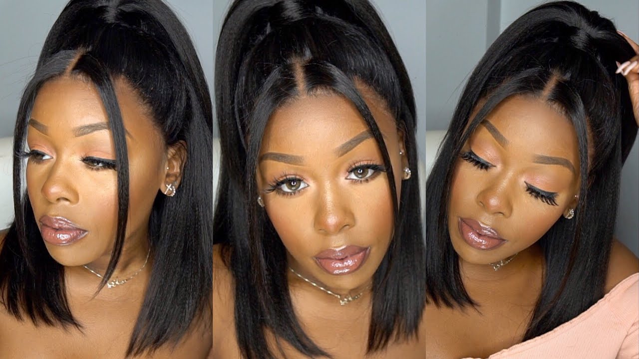 Super Cute 90's Inspired Half up/down on a 13X6 Yaki Straight HD lace Wig, Easy Quick Style! YSWIGS
