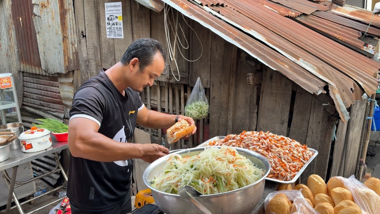 Roadside Street Food A Long Mekong River Bank in Cambodia