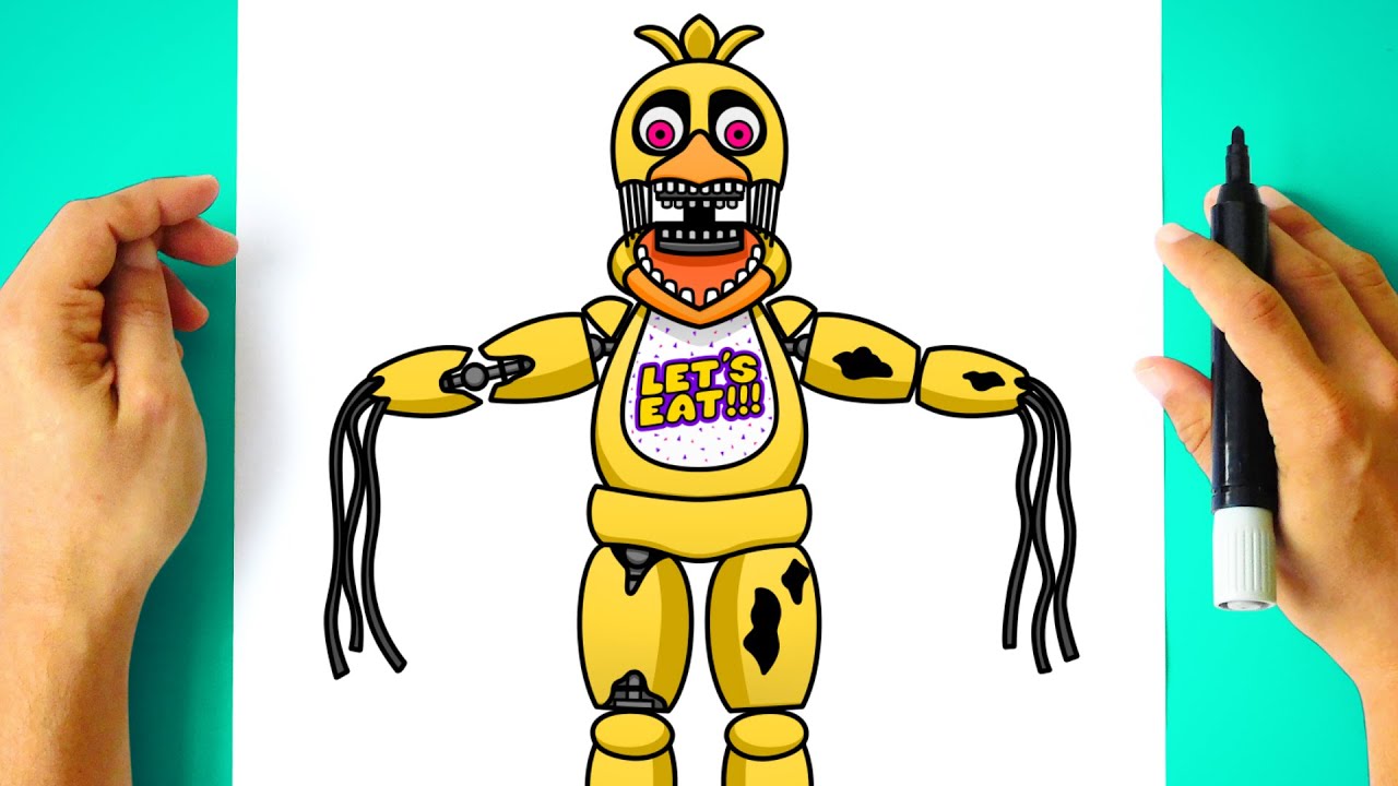 Como DESENHAR a WITHERED CHICA - Como DIBUJAR a WITHERED CHICA - Five Nights at Freddy's - FNAF 2