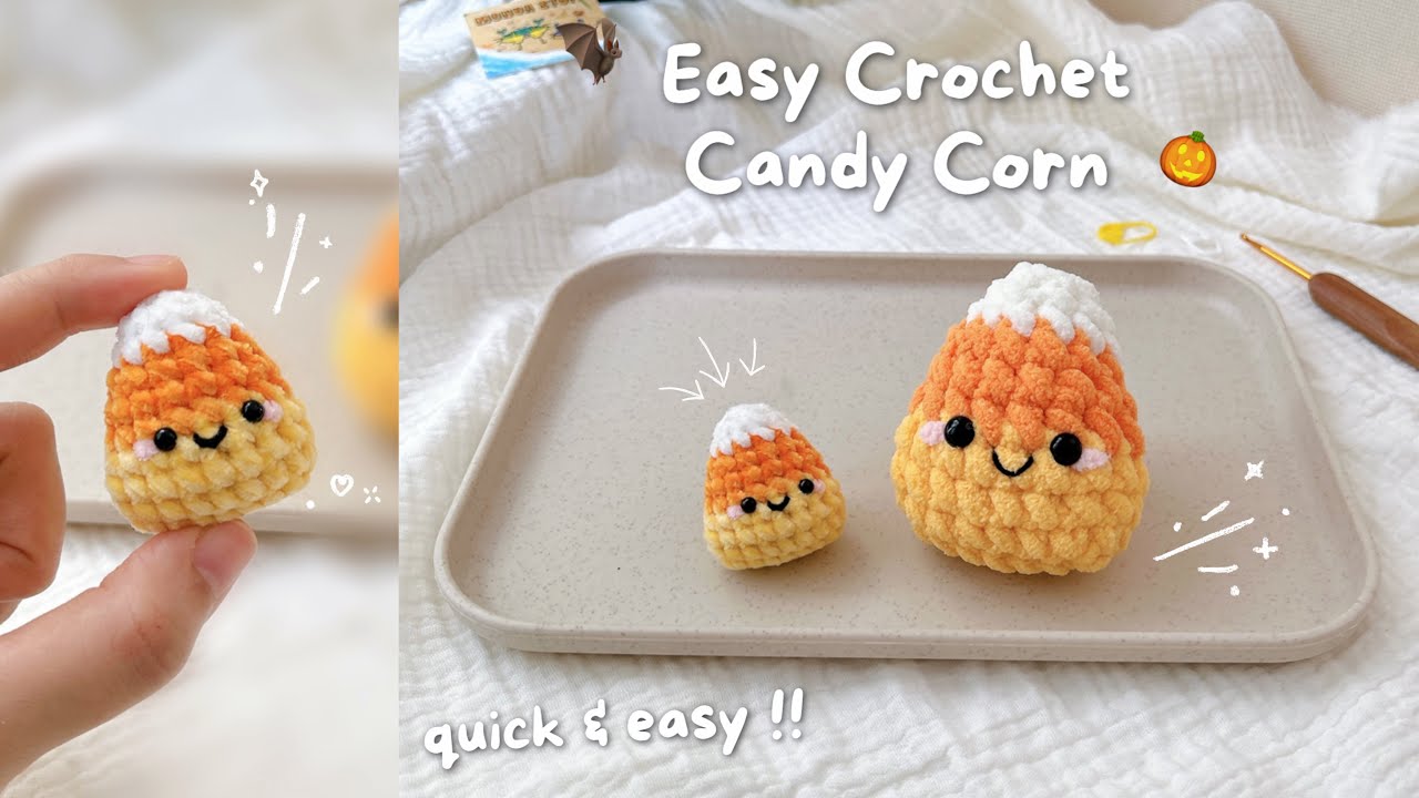How to Crochet a Candy Corn 🎃 Easy Halloween Crochet l Beginner-Friendly l Monua DIY 