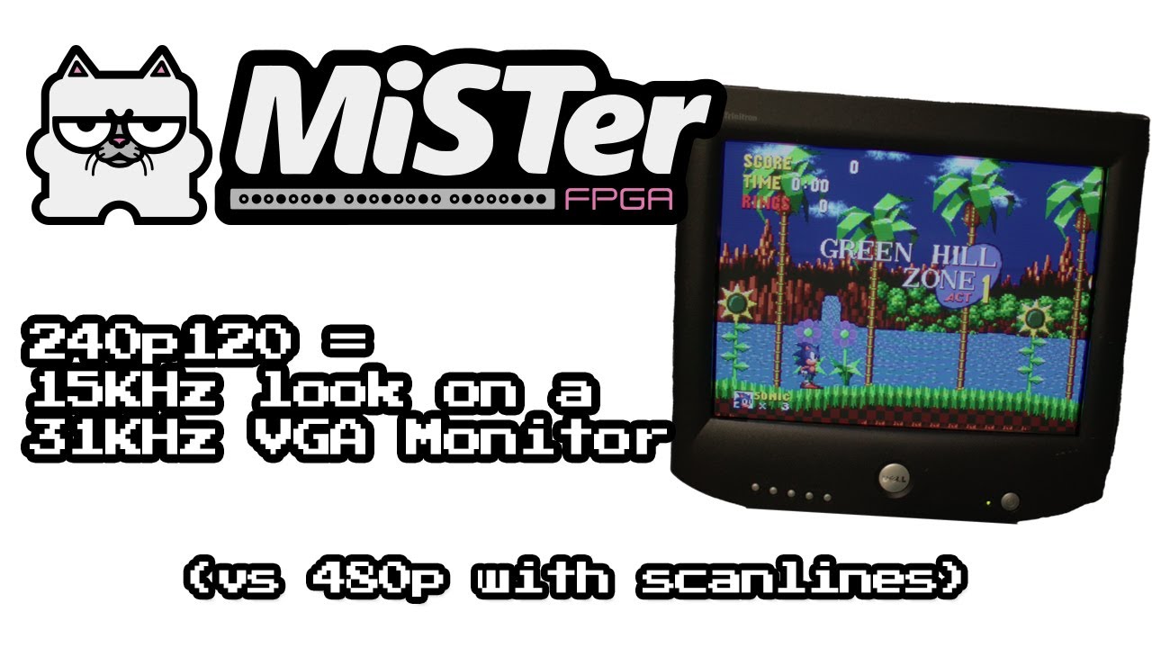 MiSTer 240p 120Hz on a VGA CRT Monitor
