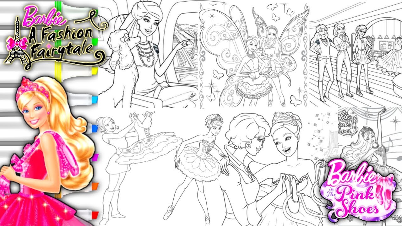 Barbie movies Coloring Pages | Barbie in The Pink Shoes | Barbie : A Fashion Fairytale Coloring Page