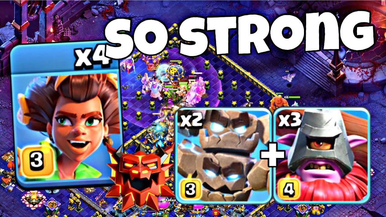 New Strategy Guide! Root Rider + Thrower + Meteor Golem with Stick Horse TH18
