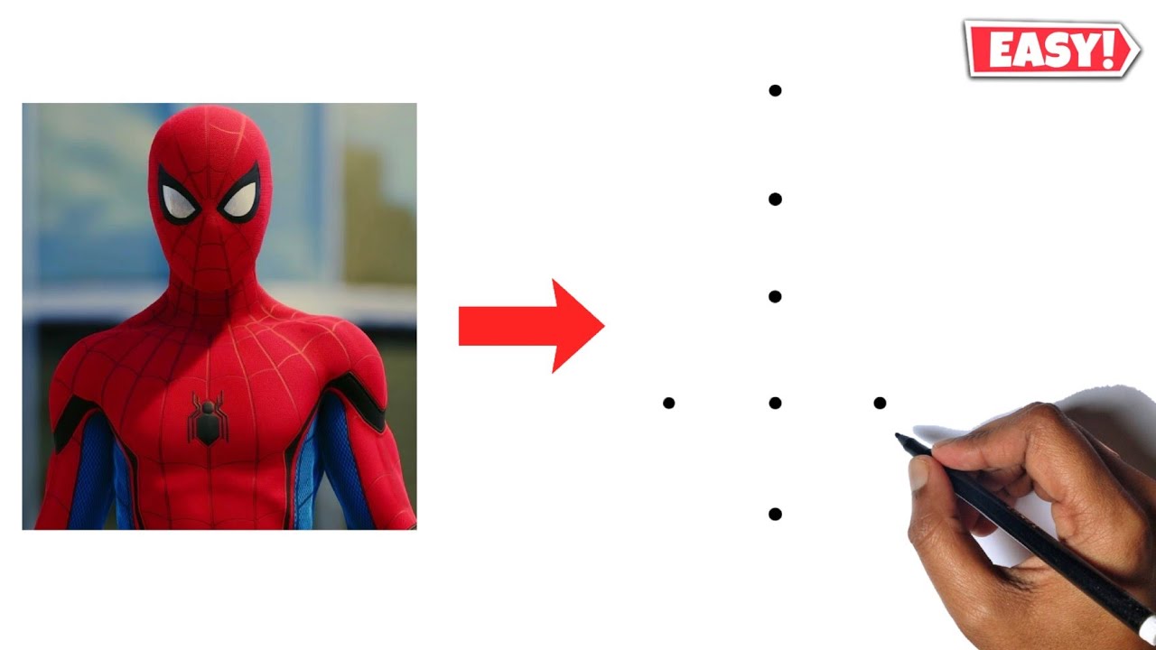 How To Draw Spider-Man ( Drawing from Dots ) VERY EASY