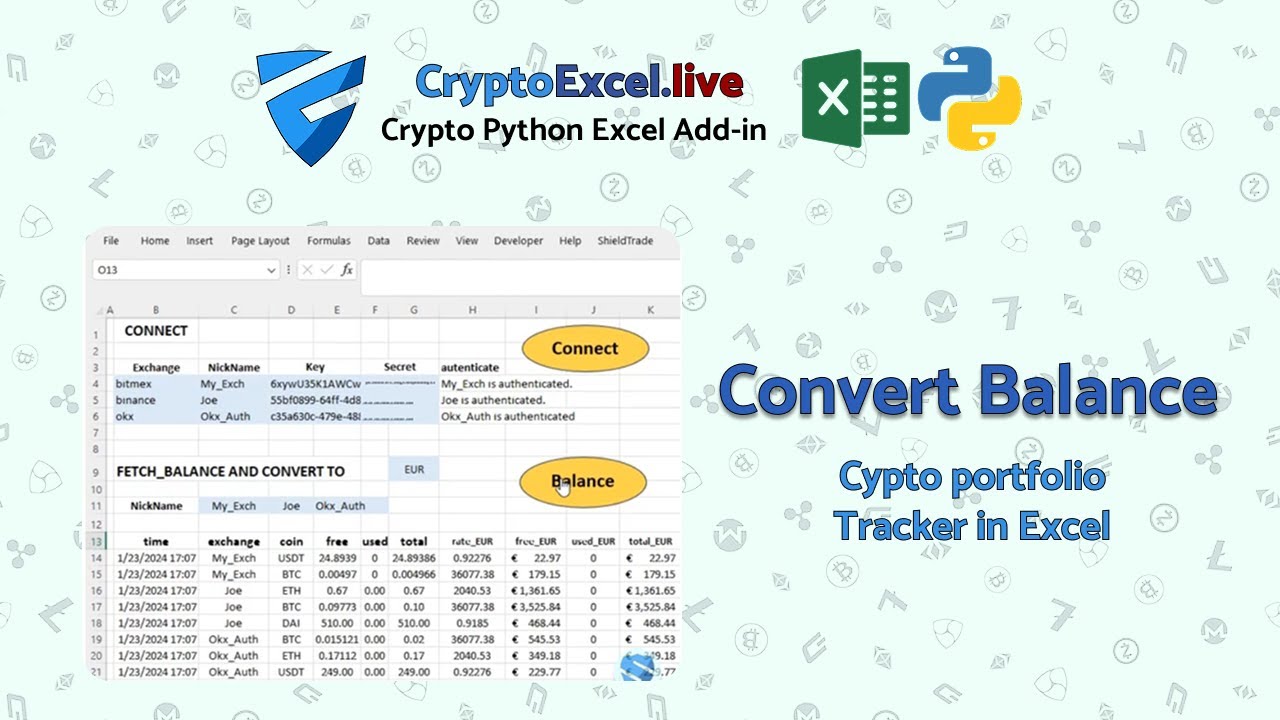 Create Your Excel Crypto Portfolio Tracker. #cryptoexcel , #excel , #crypto