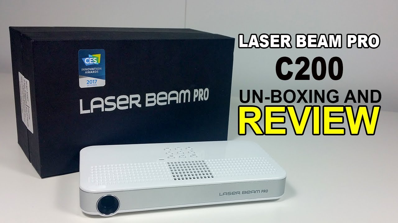 Laser Beam Pro C200 Android Mini Pocket Projector focus free - Un-boxing