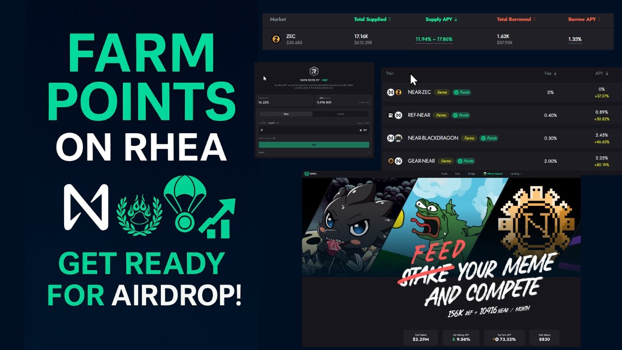 Rhea Finance Tutorial: Earn Rewards on NEAR's Unified DeFi Platform (Swap, Stake, Farm, Lend)