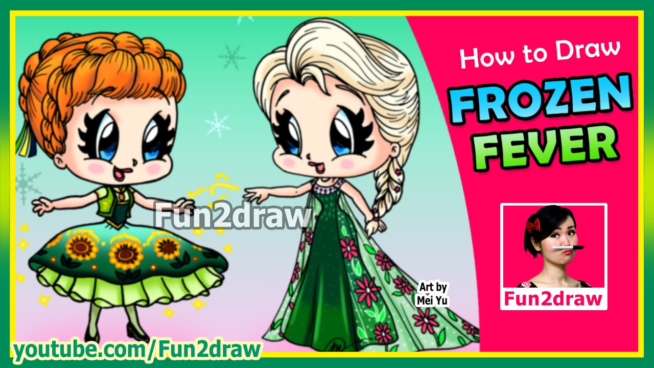 How to Draw Anna Elsa Frozen | Fun2draw | How to Draw Chibi People Easy - Online Drawing Lessons