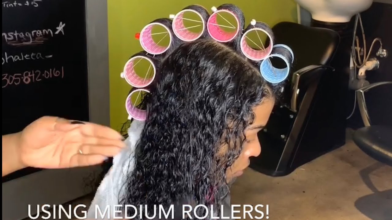 LONG BEAUTIFUL  HAIR/ ROLLER SET/ NATURAL HAIR/ BLACK WOMEN / Minimal HEAT