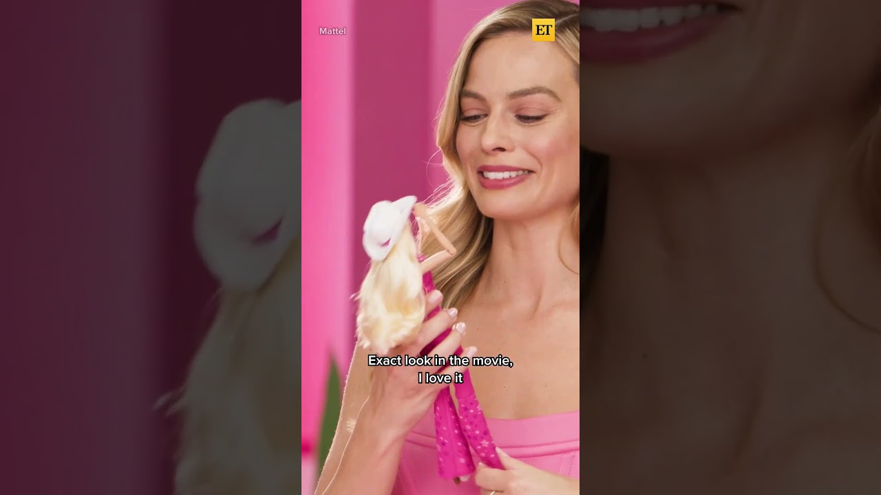 Margot Robbie and Barbie Cast React To Their REAL LIFE Dolls #shorts