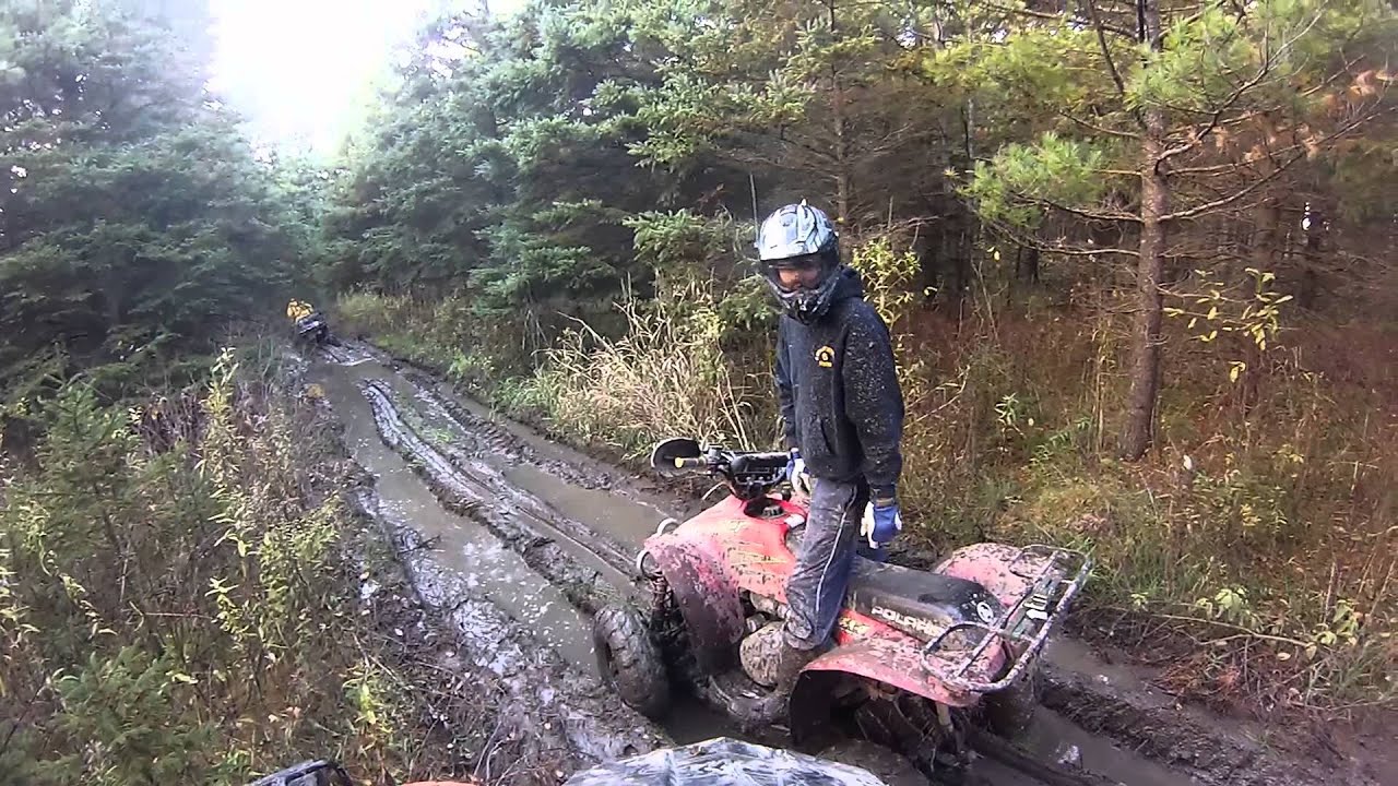 Polaris Scrambler 500 Fall Ride and mud