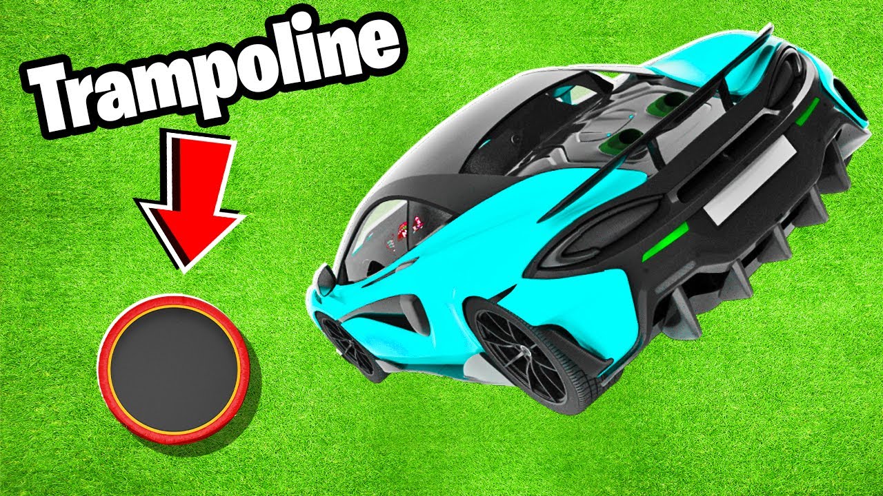 1,000MPH CAR vs TRAMPOLINE Jumping Crash Test!