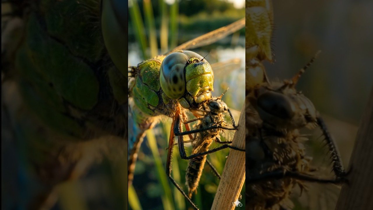 Dragonfly eating/ Libelula comiendo 😱 Extreme close-up  