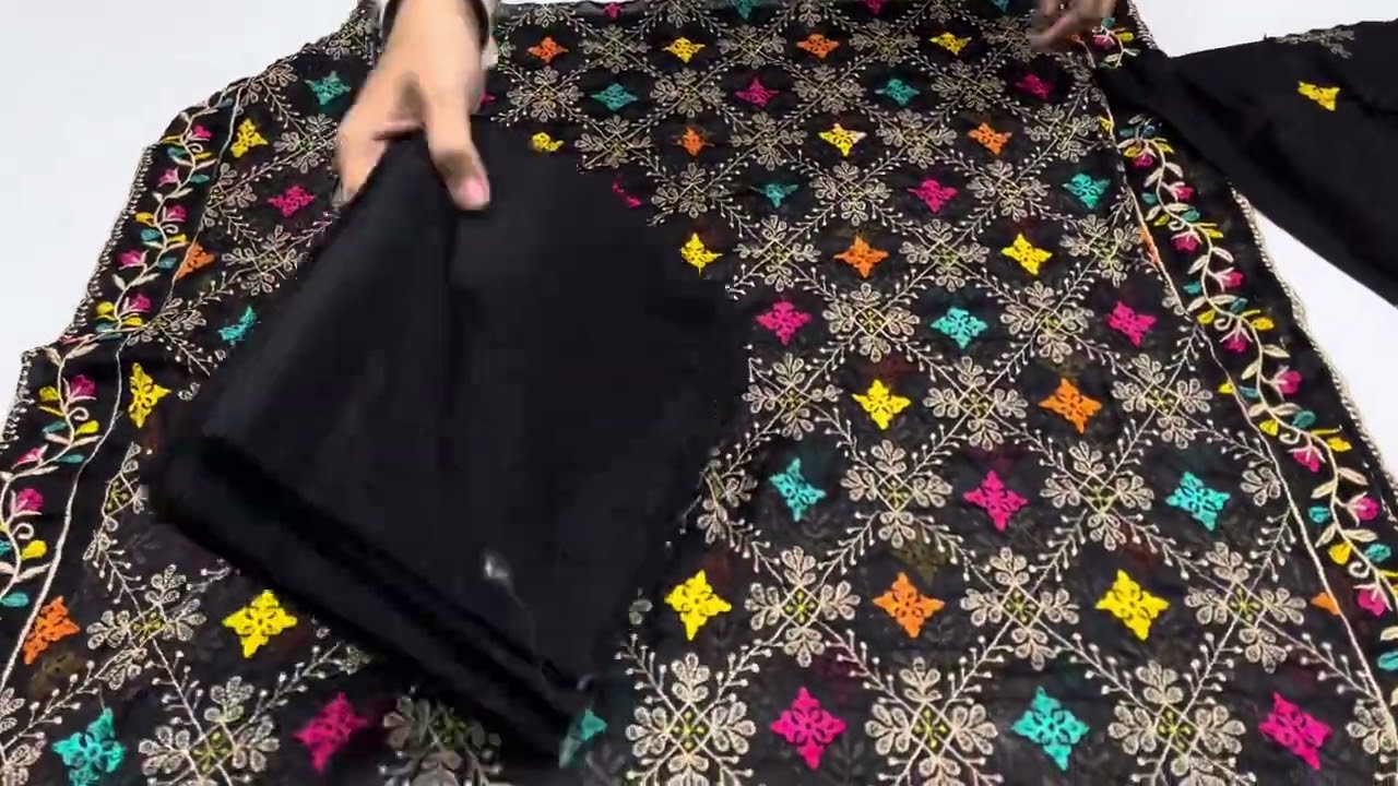 Lawn Embroidered | Dupatta Heavy embroidered Phulkari style | Multan Arts
