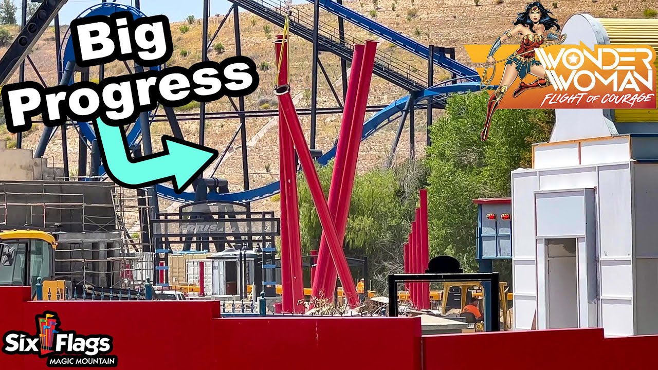 Lift Hill and MORE Supports UP! | Wonder Woman New Coaster BIG PROGRESS | Six Flags Magic Mountain