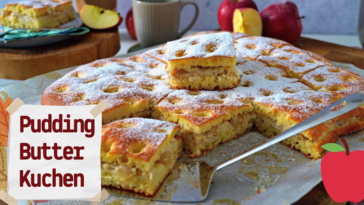 Butterkuchen mit Pudding - Puddingkuchen vom Blech - Blechkuchen SO EINFACH!