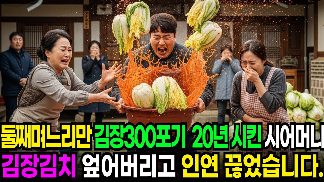 친정부모 없는 둘째 며느리만 김장 300포기시킨 시어머니,  20년째 되는해  김장김치 확~! 엎어버리고 인연 끊었습니다.