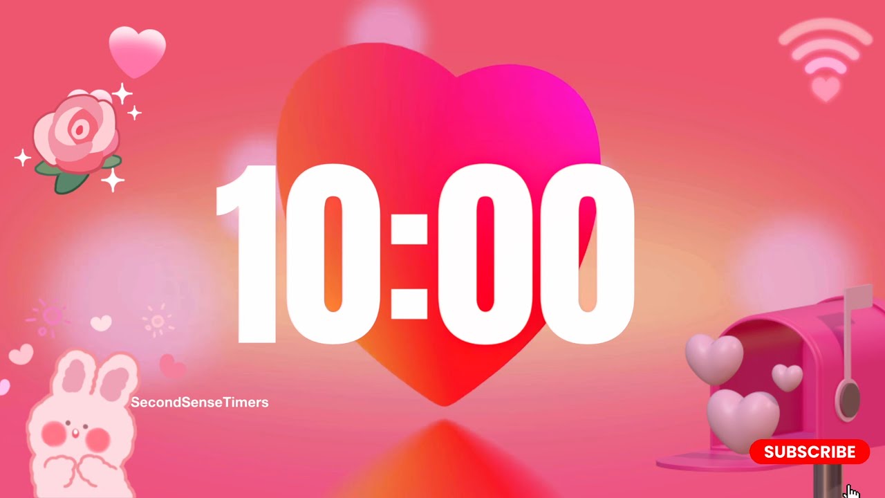 Valentine’s Day Timer 10 Minutes ⏳💖 | Romantic Music & Animated Hearts
