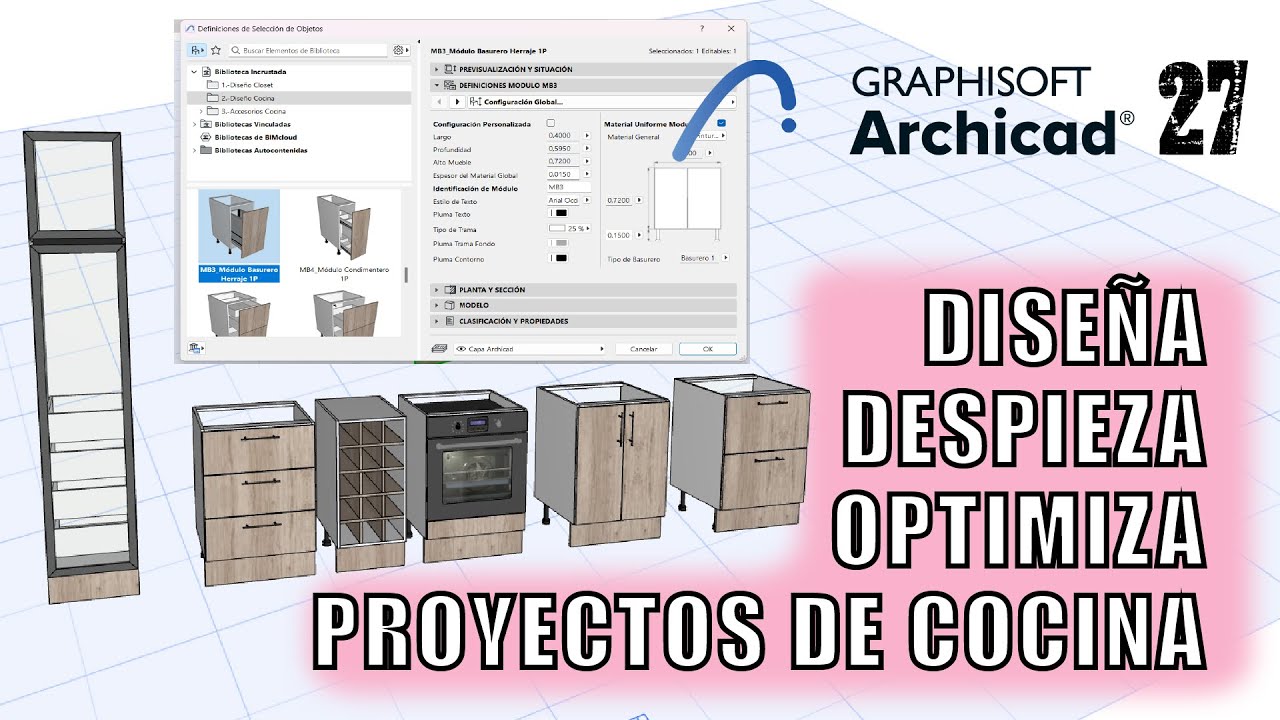 Biblioteca de Módulos Dinámicos para Archicad: Diseña y Despieza Cocinas Automáticamente