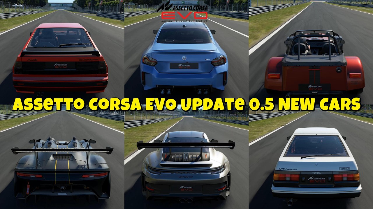 Assetto Corsa EVO 0.5 UPDATE - ALL 7 NEW CARS! 🔥 AE86, Porsche GT3 RS, BMW M2, Audi Quattro & MORE!