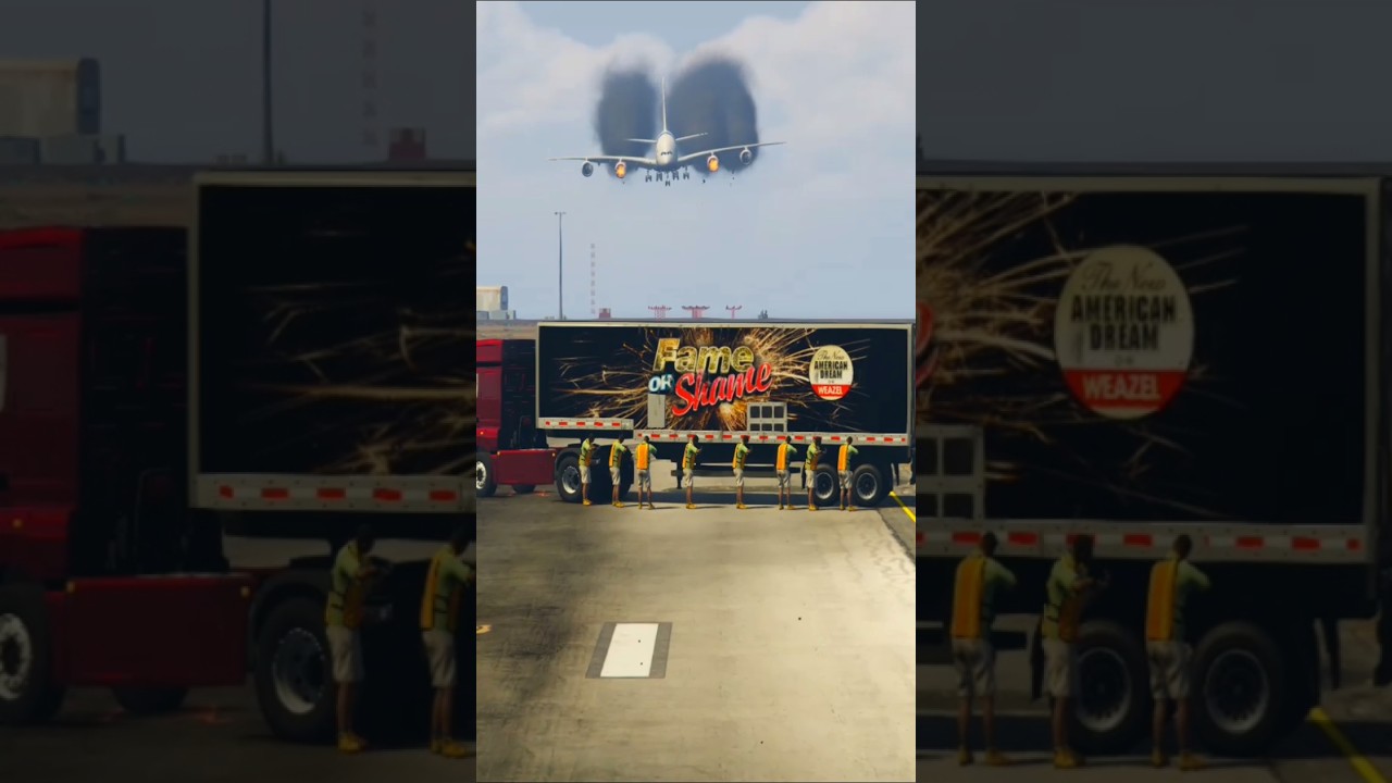 Air Workers Male Quickly Safe A Parking Oil Tanker During Airplane Emergency Landing Gtav