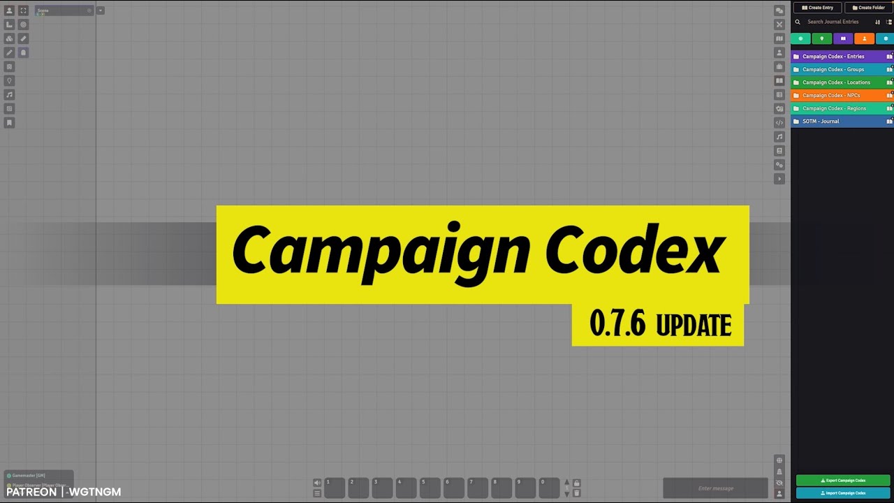 Campaign Codex - 0.7.6 Update