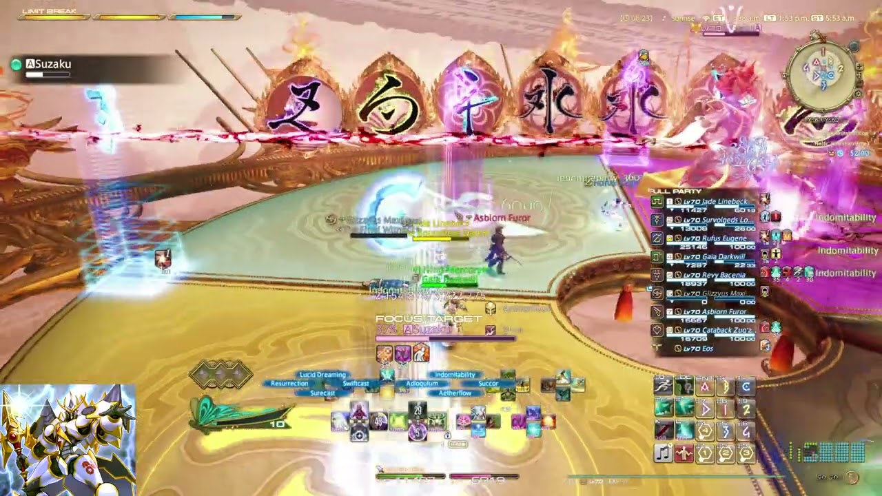 FFXIV Hells' Kier Extreme (Suzaku EX) Synced MINE Clear: Scholar (SCH) PoV (Game audio only)
