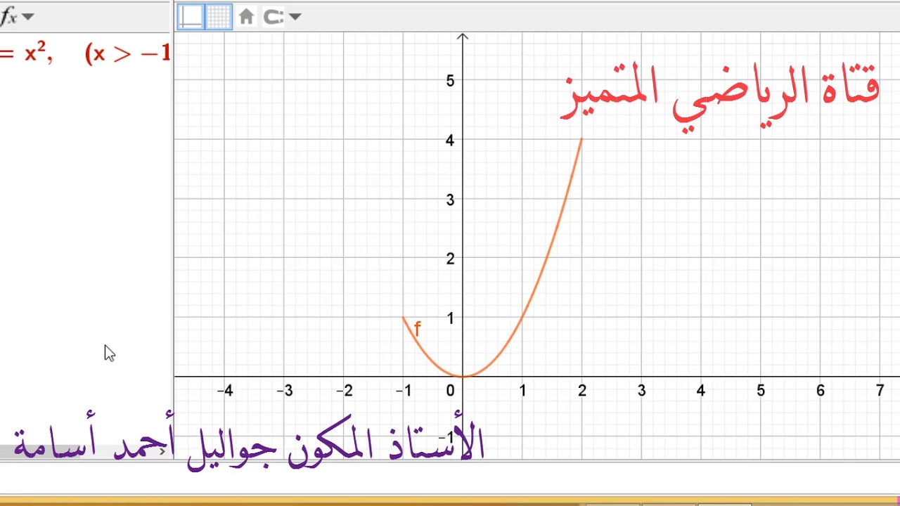 البرنامج الرائع GeoGebra للمبتدئيين الحلقة العشرون  ...رسم دالة على مجال بطريقتين