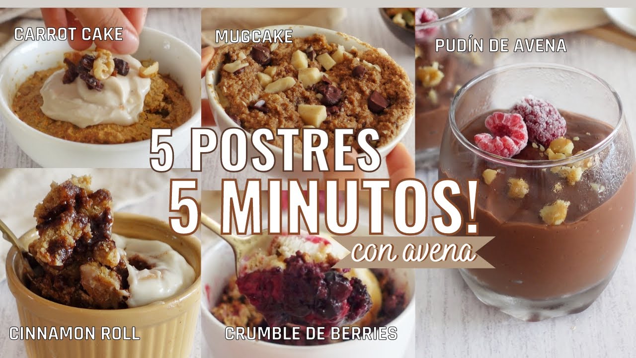 5 POSTRES EN 5 MINUTOS! Los mejores postres exprés con AVENA❤️! Saludables y deliciosos!!!