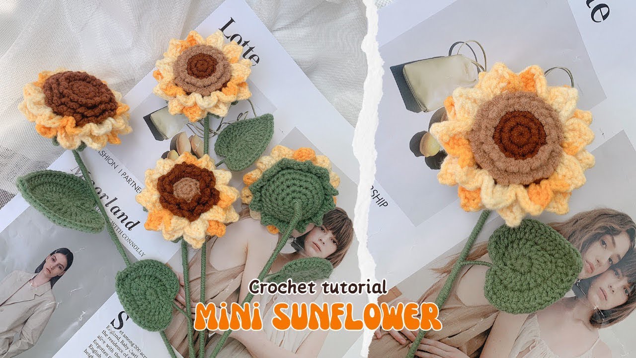 Crochet Mini Sunflower | Cách Móc Hoa Hướng Dương Mini 2 Tầng Bằng Len | Crochet Flower