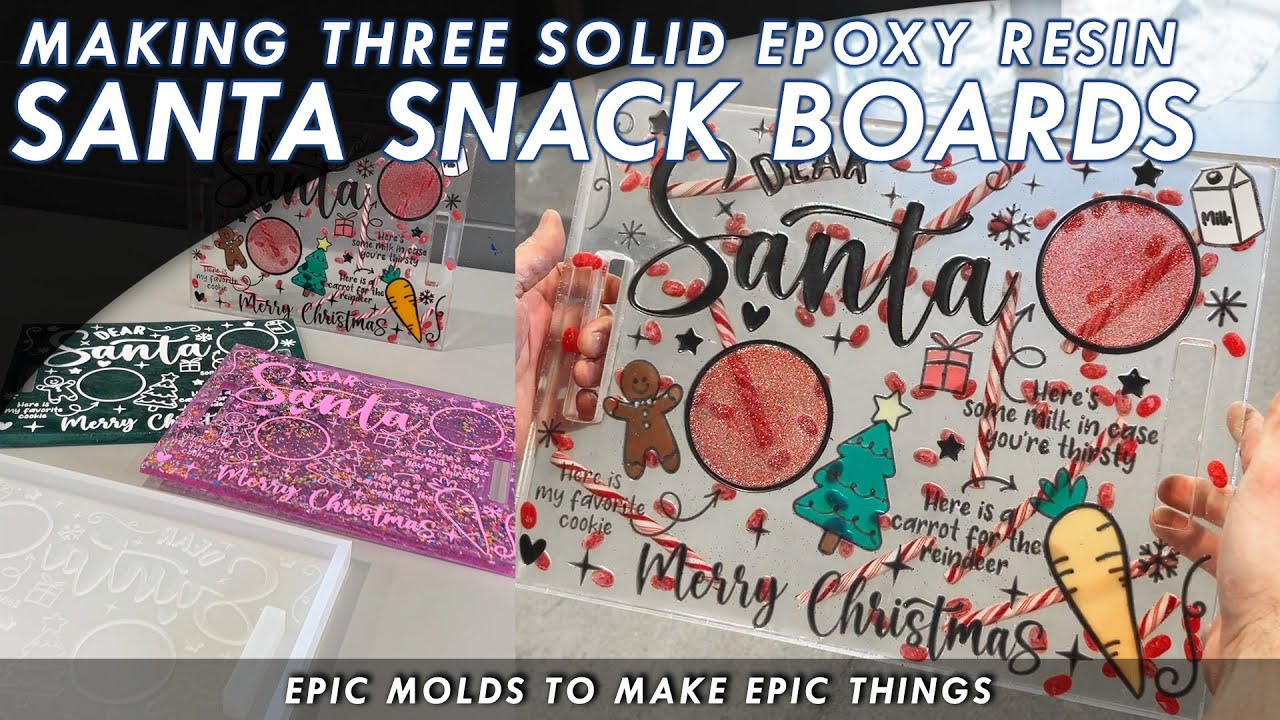 Santa Snack Tray Silicone Mold - Making 3 Colorful Santa Treat Trays With Epoxy Resin