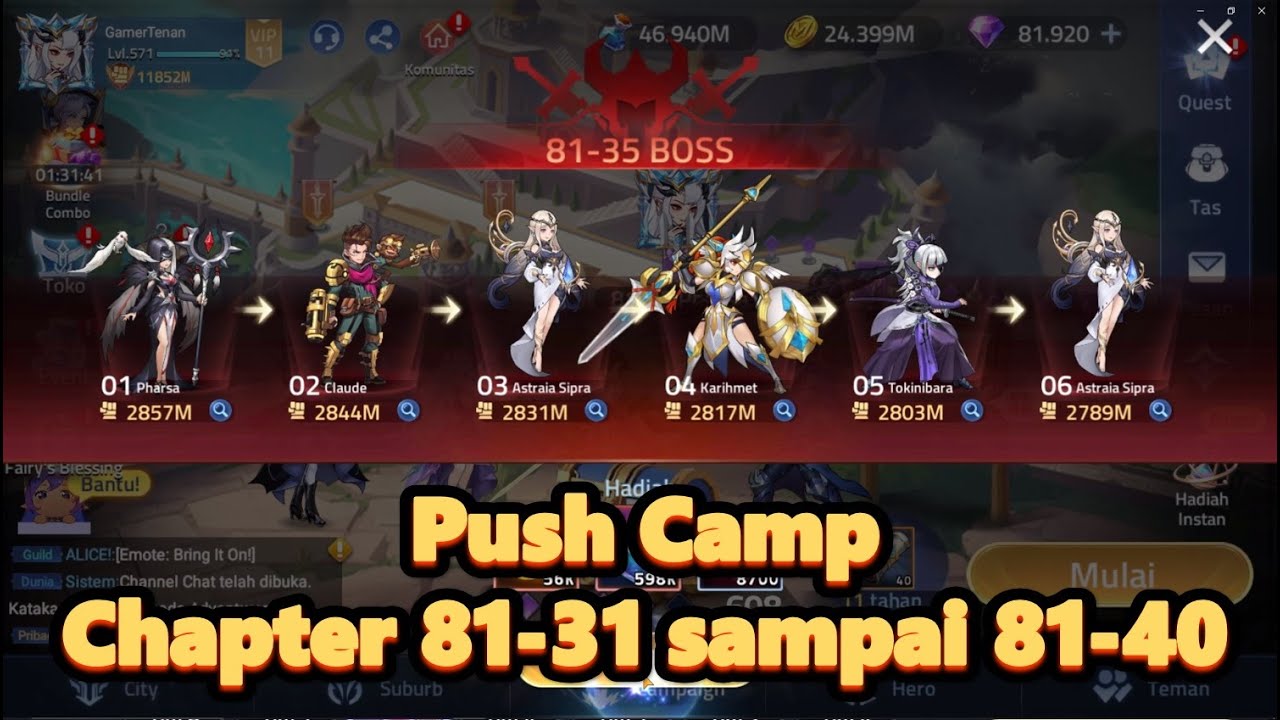 Push campaign chapter 81-31 sampai chapter 81-40 - Mobile legends adventure
