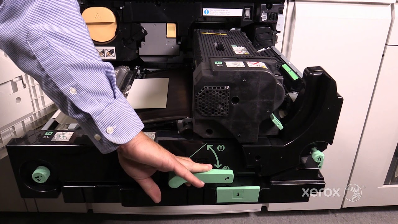 Xerox® D95 D110 D125 D136® Black and White Copier Printer Clearing a Paper Jam in Registration Area