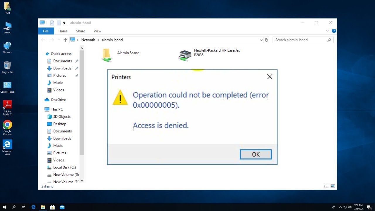 Operation Could Not Be Compleated Error 0x00000005 (Solved)