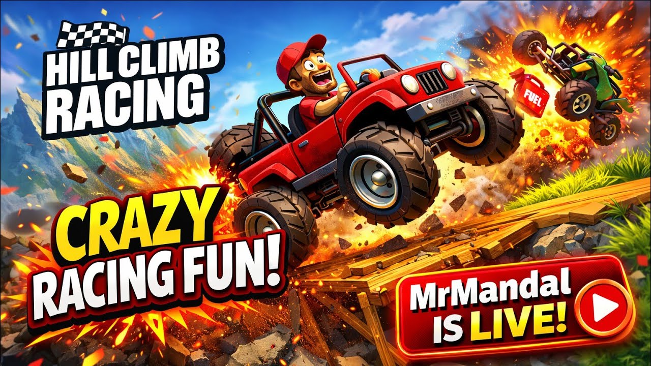 Crazy game Hill Climb Racing .s Racing Fun &Create New Record #mrmandal #hillclimbracing