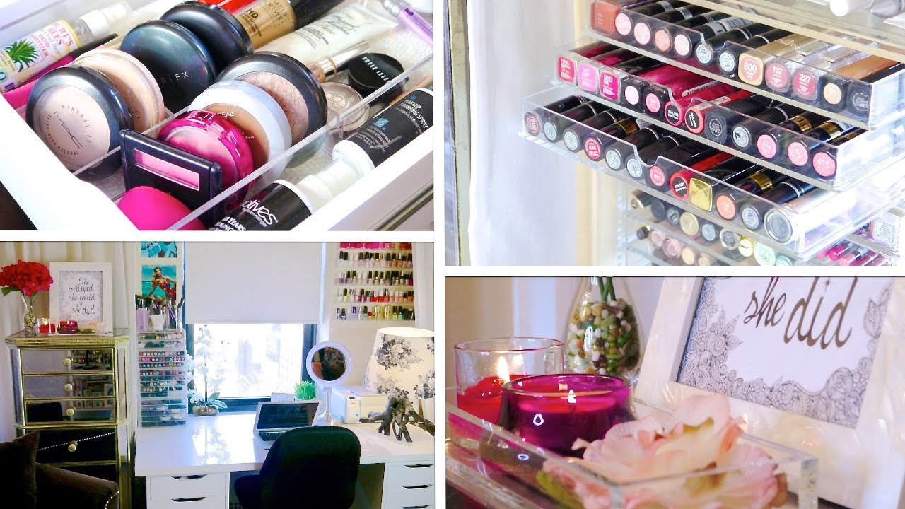 Desk & Makeup TOUR! ♥ (+ Organization Ideas)
