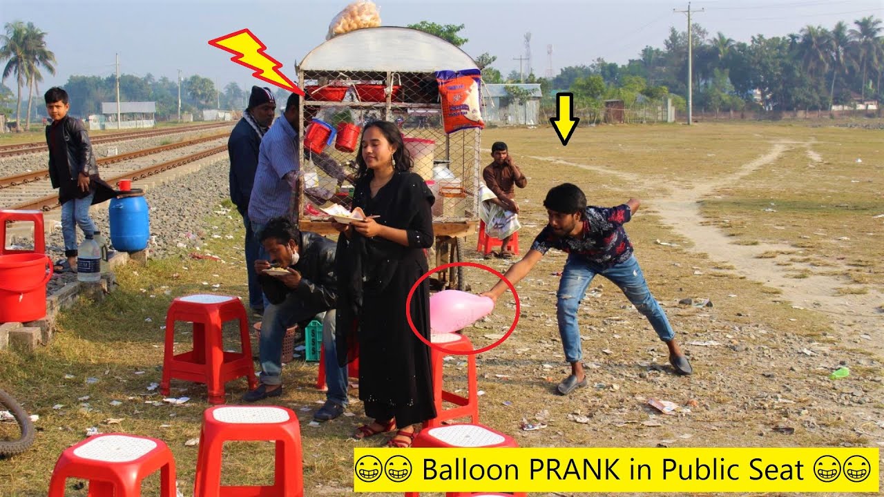 Popping Balloon Blast in Public Seat PRANK | Viral Popping Balloon Prank In Public Funny Reaction