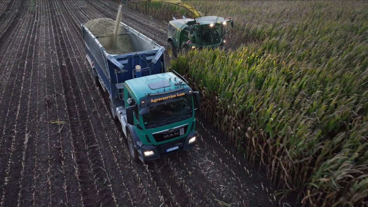 Maish&auml;chseln mit dem Agrarservice Lass John Deere 9900i MAN Agrotruck Biomasse 4K