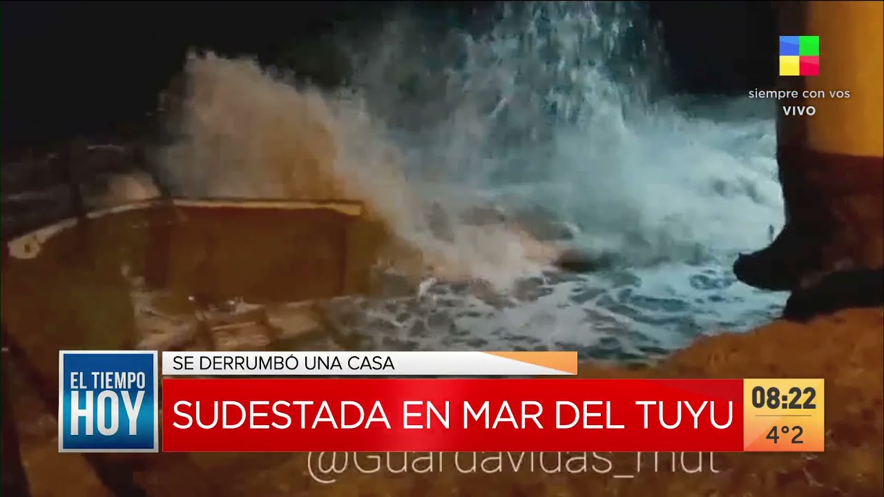 Sudestada en Mar del Tuyu: se derrumbó una casa