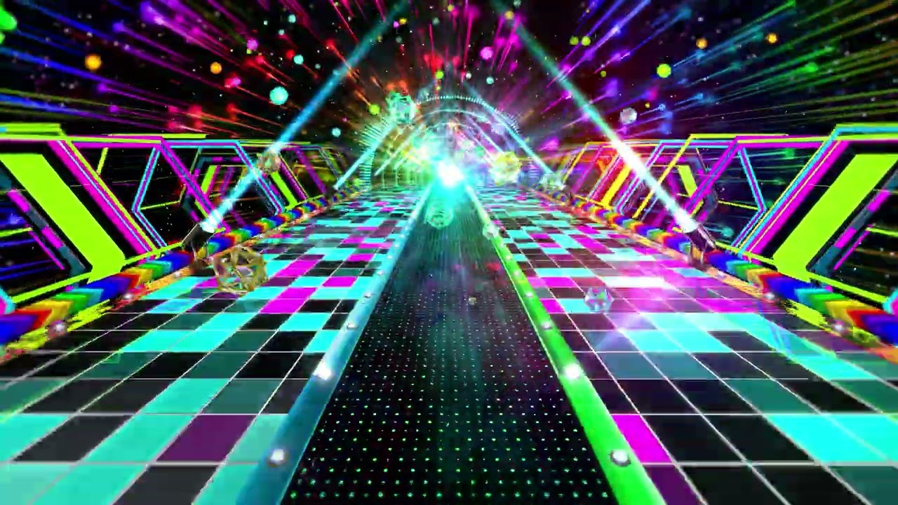 Flying Through Neon Light Road | Cosmic Disco Tunnel | 4 Hours 60FPS | Background Video 4K