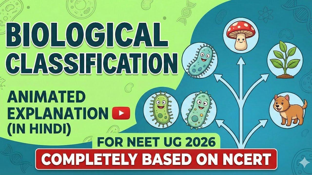 Biological Classification Animated explanation in Hindi , Cover All concepts for NEET UG 2026