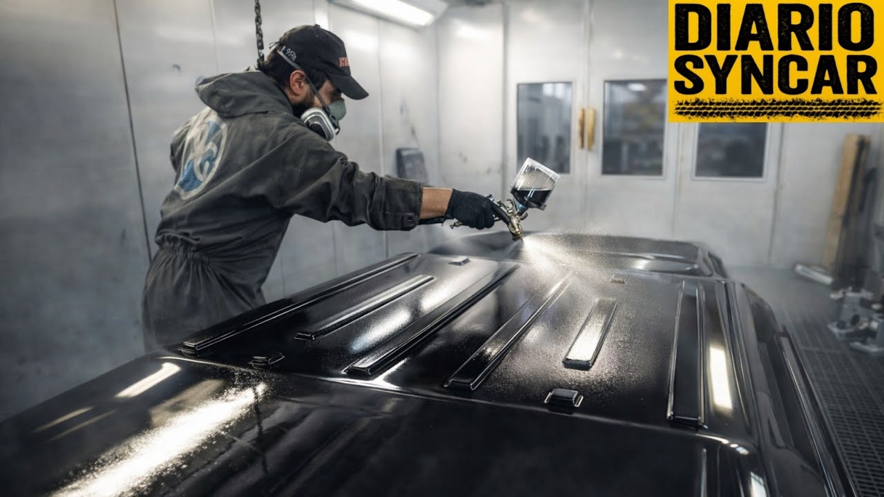 Vamos a darle duro al Land Rover Santana de Jose. Pintado el techo y el capot.