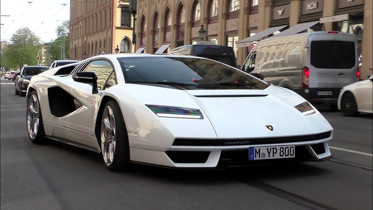 FIRST NEW Lamborghini Countach LPI 800-4 of Europe Driving in Munich | Sound + Start Up + Carporn