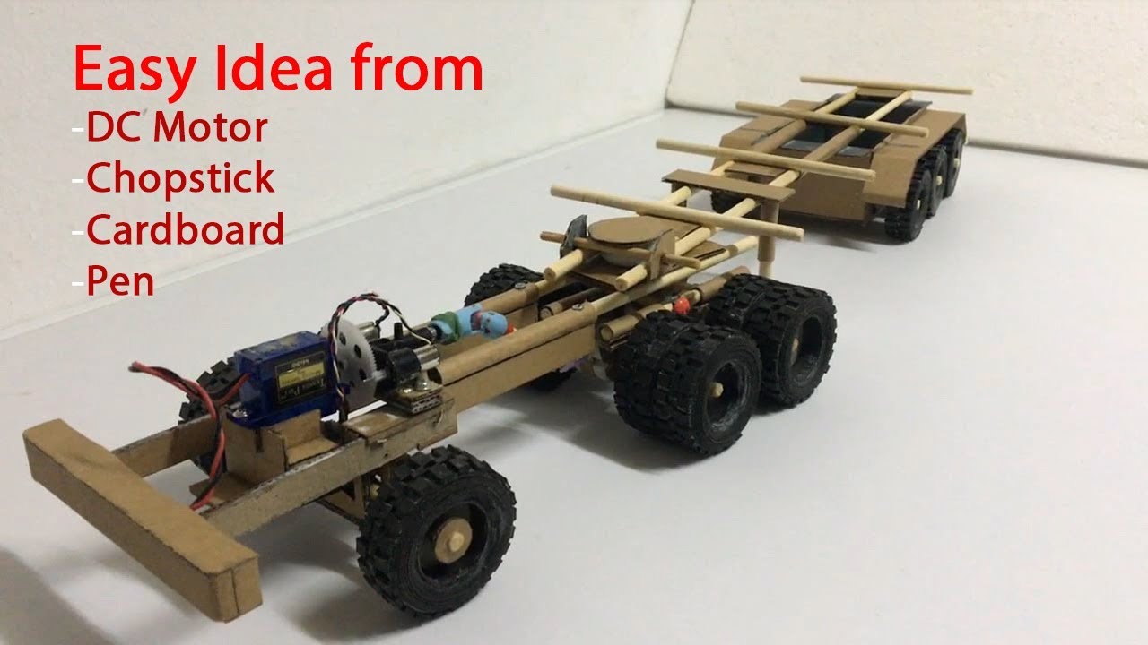 How to make RC Container Truck from Cardboard and Chopstick at home Very easy and simple