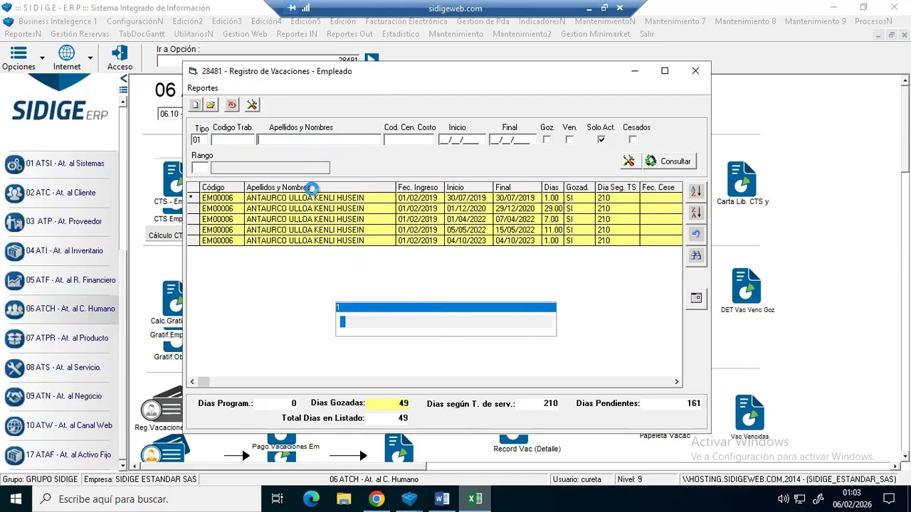 ATCH 06 10 Reporte de Vacaciones Gozadas y pendientes   T28481