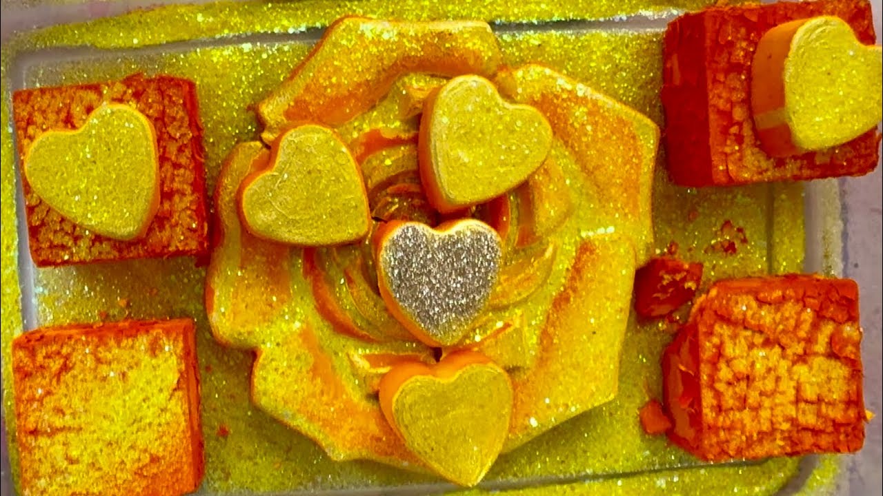 Yellow reforms with flaky golden yellow dyed chalk celebrating @LadyLeoASMR #ladyleoasmr10k