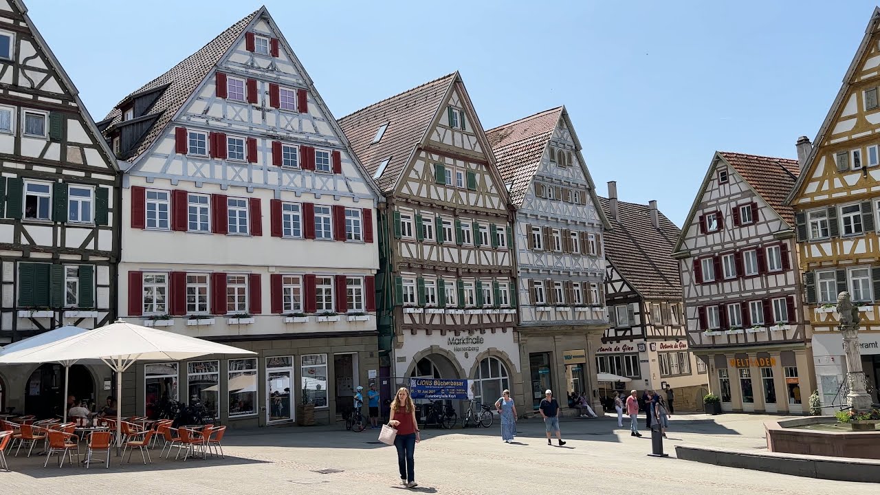 Tour of impressive medieval old town, market square and collegiate church | Herrenberg, Germany 2023