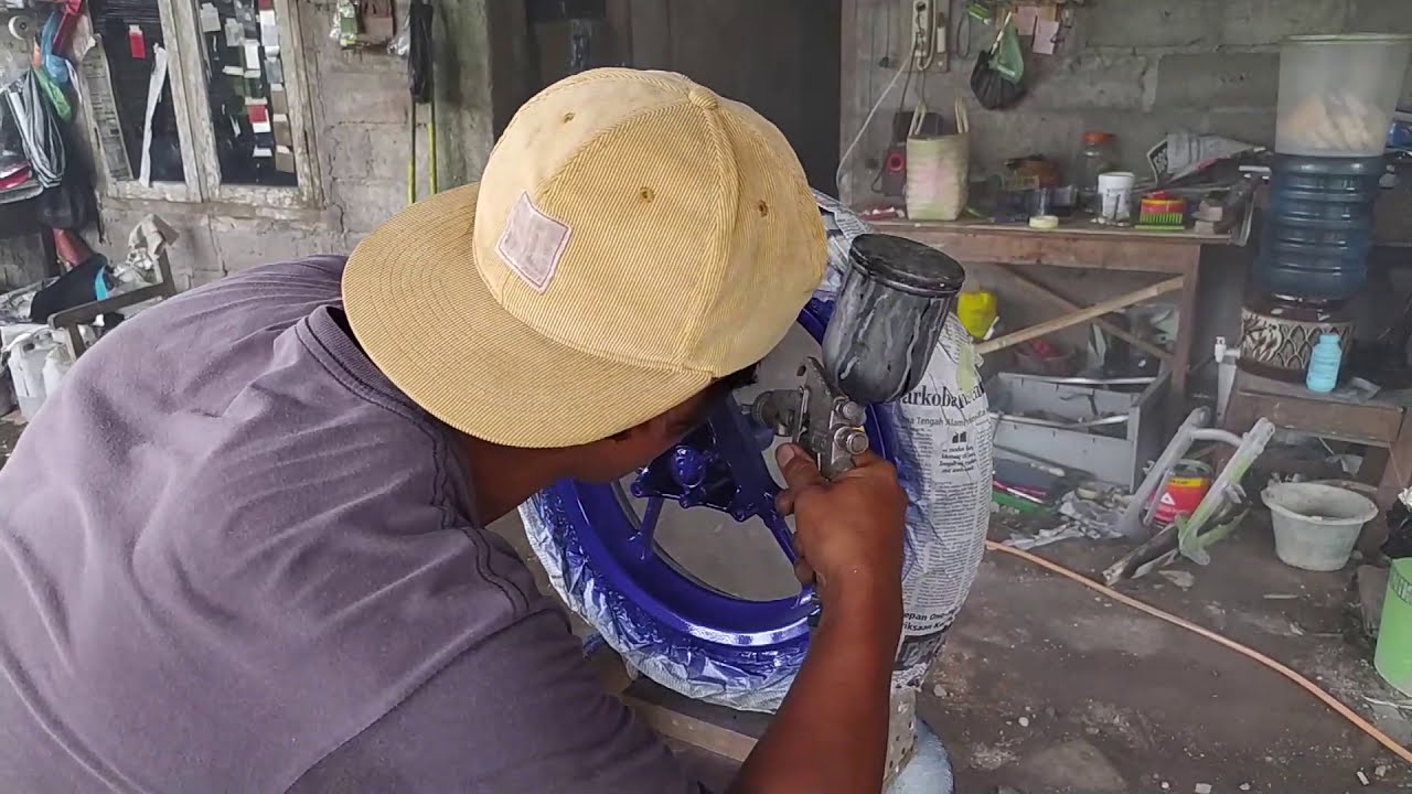 Cara mengecat velg motor yang benar menggunakan spet dan kompresor