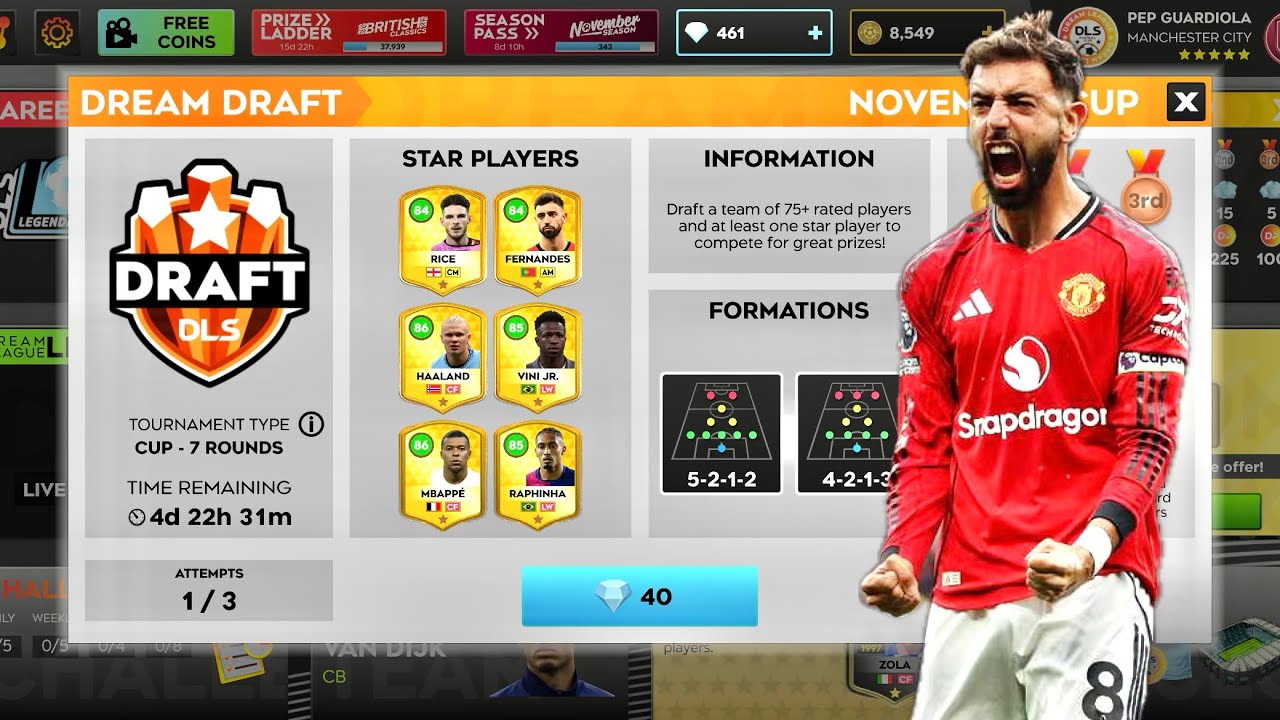 DLS 25 DREAM DRAFT: Unleashing the POWER of Bruno Fernandes!@dreamleaguesoccer-dls 